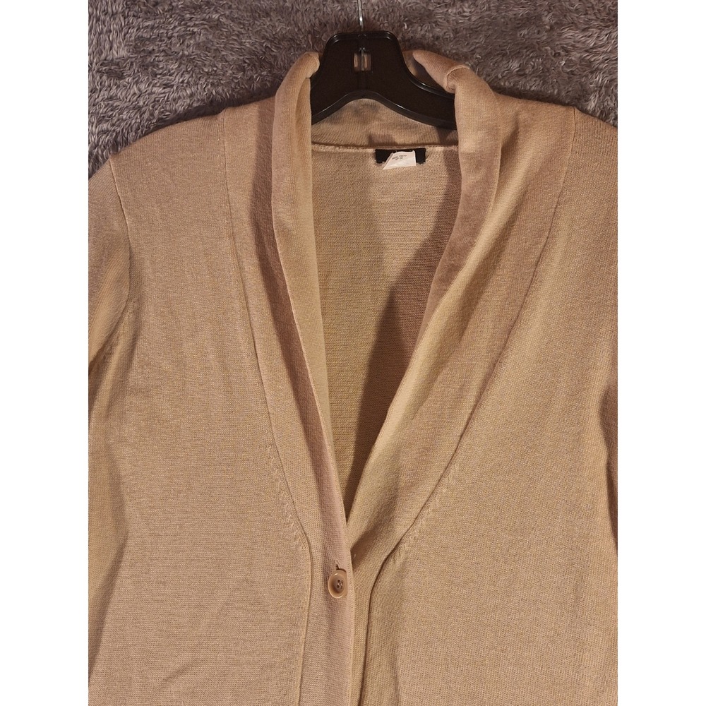 J. Crew Tan Cardigan Sweater Size Small Cotton Cashmere Button Front Pockets - Picture 4 of 11
